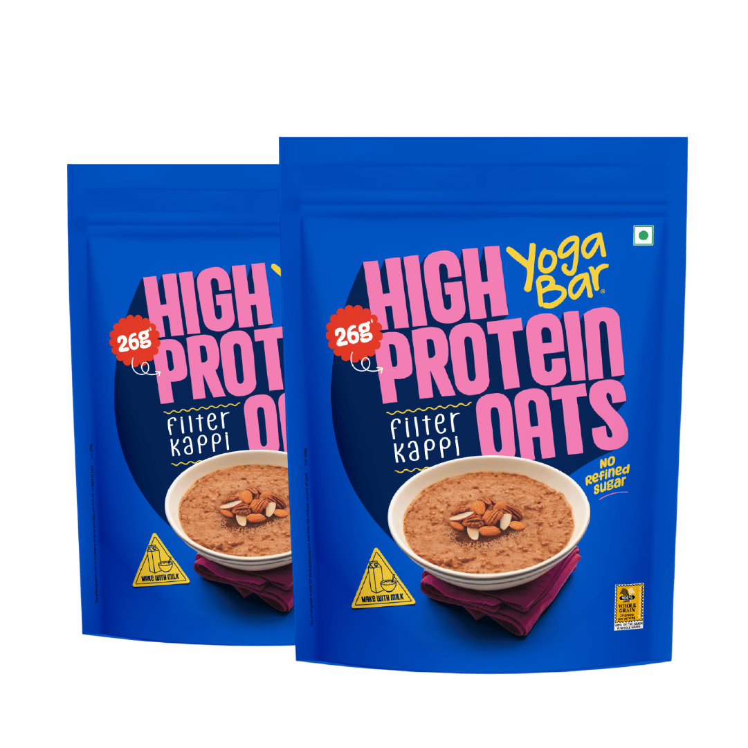 

Yogabar High Protein Oats Filter Kappi | 26g Protein per 100g | No Refined Sugar | 1kg Resealable Pack (Pack of 2)