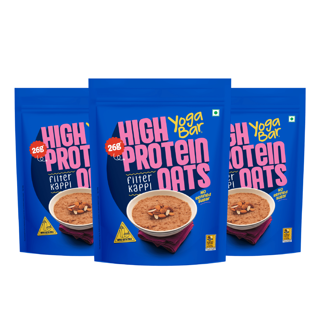 

Yogabar High Protein Oats Filter Kappi | 26g Protein per 100g | No Refined Sugar | 1kg Resealable Pack (Pack of 3)
