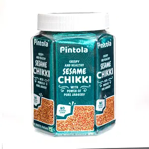 Pintola Sesame Chikki Jar | 100% Natural | Sesame Bar,Made with Jaggery | No Glucose Syrup | No Preservatives | Gluten Free | Indian Sweets | Gajak | (28g Each x 13N = 364g)