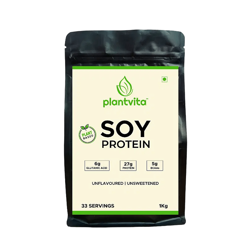 

PlantVita Soy Protein Powder for Muscle Growth, Vitality & Immunity with 27g Protein ( Unflavoured & Unsweetened, 1Kg )