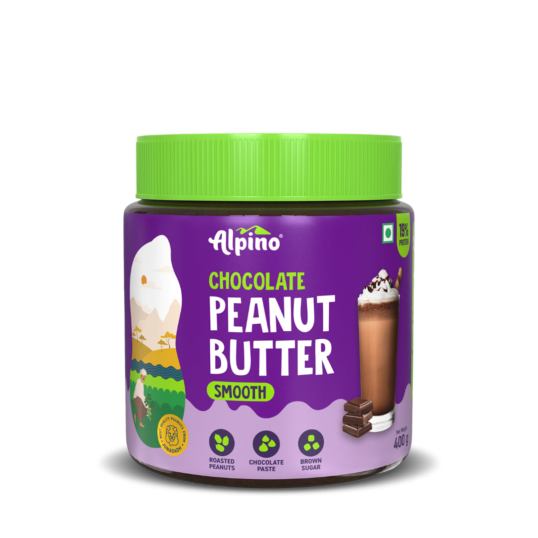 Alpino Chocolate Peanut Butter Smooth | 19% Protein | Made with Roasted Peanuts, Chocolate Paste, Brown Sugar & Sea Salt | Plant Based Protein