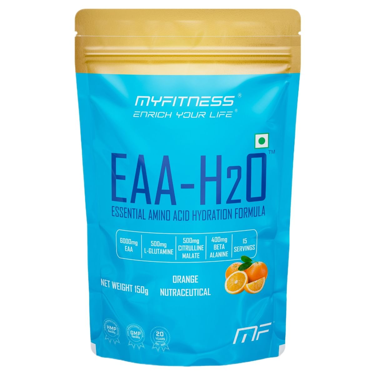 

MYFITNESS EAA H2O | 6000mg EAA | 850mg Electrolyte Blend | 500mg L-Glutamine | 500mg Citrulline Malate | 400mg Beta Alanine | 200mg Taurine | EAA S...