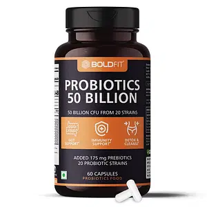 Boldfit Probiotics Gut Health Supplement 50 Billion CFU For Men & Women with 16 Strains & Prebiotics - Supports Digestion, Immunity Support, Detox & Cleanse