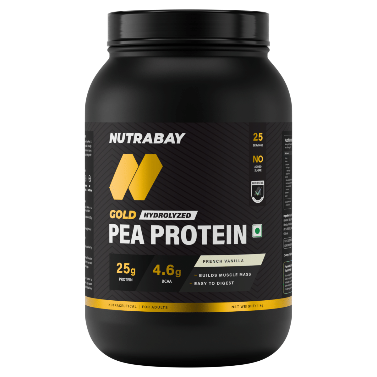 

Nutrabay Gold Pea Protein Powder | 25g Pea Protein, 4.6g BCAA, 5g Soluble Fiber, Healthy Fats | French Vanilla Flavour | Faster Recovery & Smooth D...
