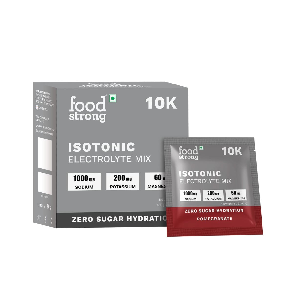 

Foodstrong 10K Isotonic Electrolyte Mix – Zero Sugar Hydration | 1000mg Sodium, 200mg Potassium, 60mg Magnesium | Electrolyte Drink Mix – Pomegrana...