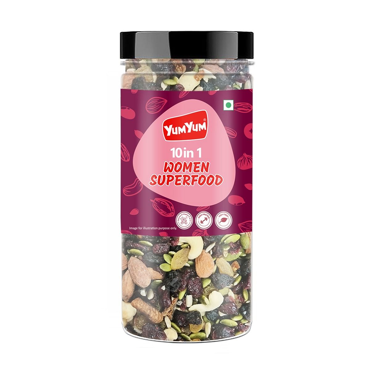 

YUM YUM 10 in 1 Women Superfood | Dried Fruits, Nuts & Seeds | Trail Mix | Assorted Seeds & Nuts- 250g