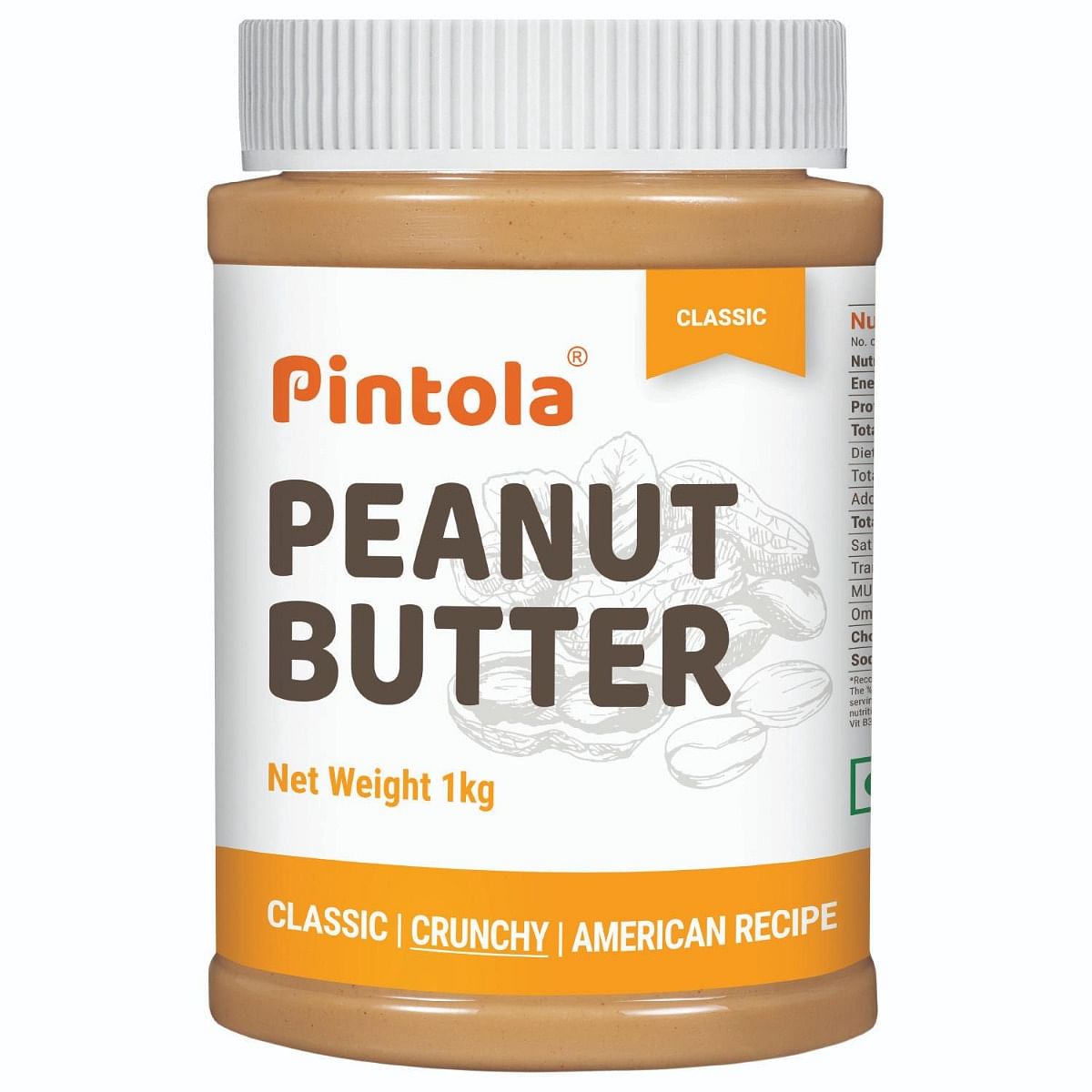 

Pintola Classic Peanut Butter Made With Finest Grade Peanut Butter | Source of High Protein | Non GMO, Naturally Gluten Free, Zero Cholesterol | Cr...