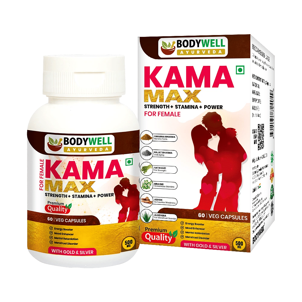 

BODYWELL KamaMAX Female with GOLD | Prepared From Pure Herbs For Strength, Stamina & Energy | 500 mg (60 Capsules)