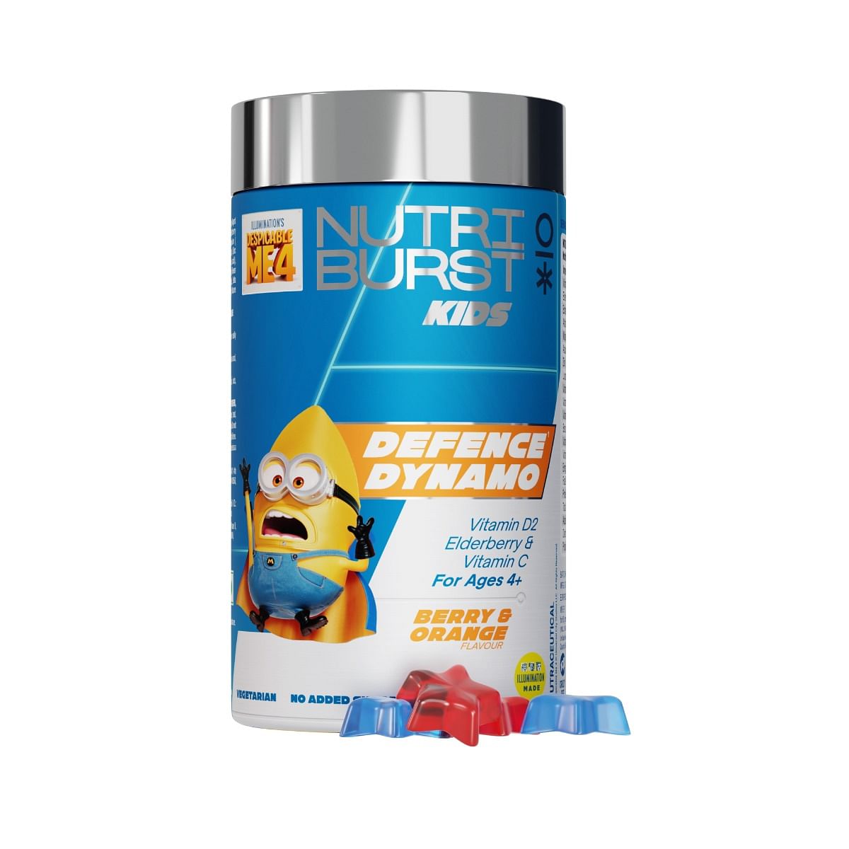 

Nutriburst Mighty Bones minions Kids Gummies - Calcium & Vit D for Strong Bones & Immune Support - Sugar-Free, Gluten-Free, Berry & Orange Flavor, ...