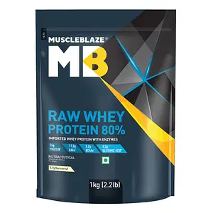 MuscleBlaze MB Raw Whey Protein Concentrate 80% with Added Digestive Enzymes, Labdoor USA Certified