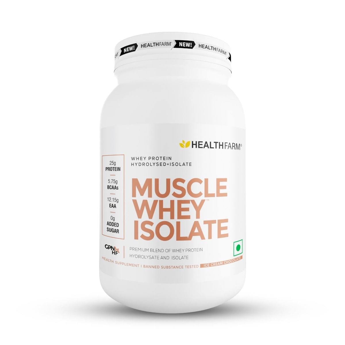 

Healthfarm Muscle Whey Isolate Protein Powder, 100% Pure Isolate (Ice Cream Chocolate, 1kg)