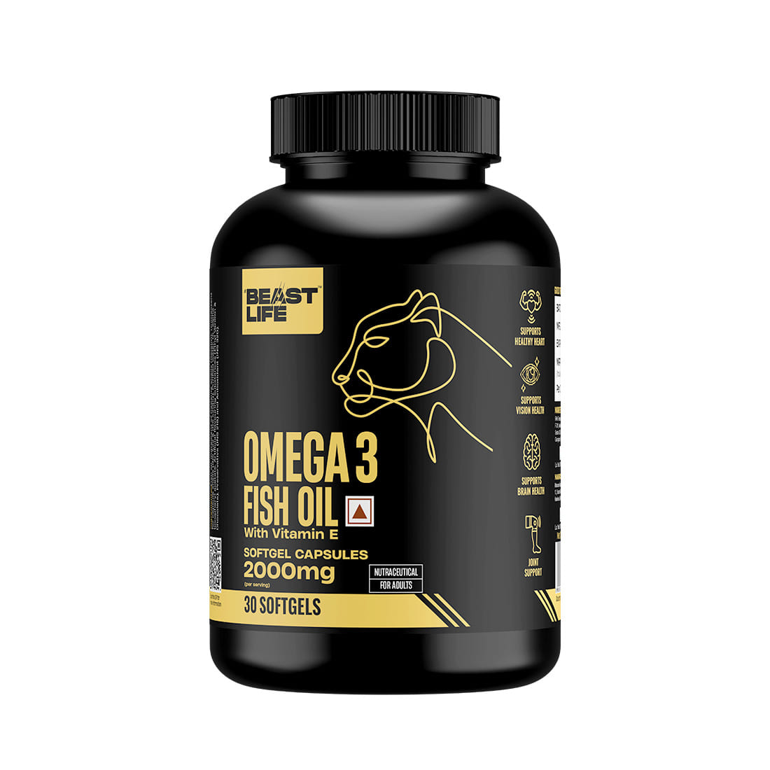 BeastLife Omega 3 Fish Oil 2000 mg Triple Strength Capsules | No Fishy Burp & Taste-image-47