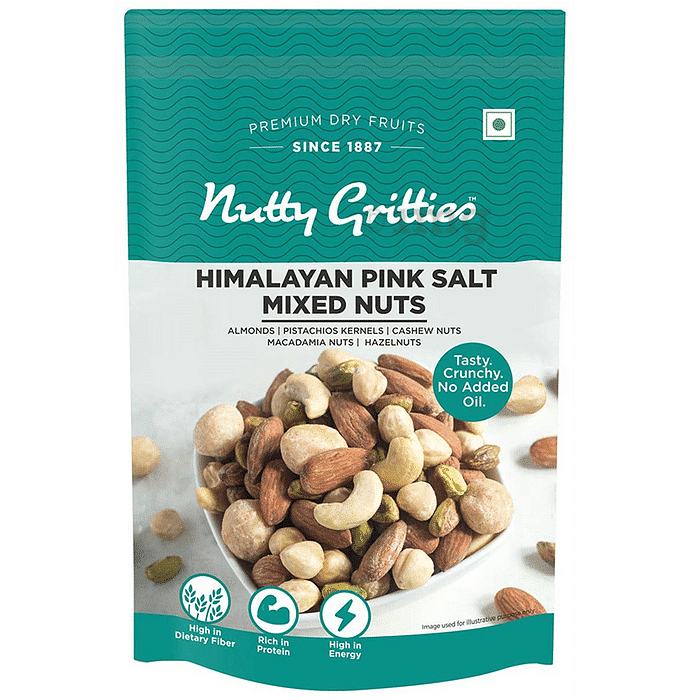 

Nutty Gritties Salted Roasted Mixed Nuts 200g - Roasted in Himalayan Pink Salt - Pista Kernels, Almonds, Cashews, Macadamias, Hazelnuts, | Resealab...