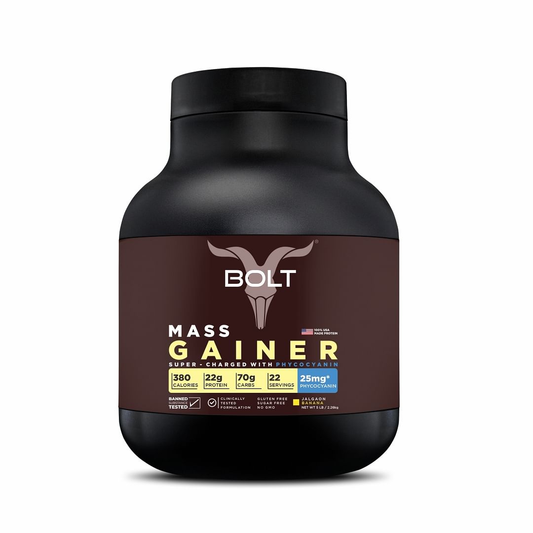 

Bolt Mass Gainer 2.26kg | Jalgaon Banana | 22 Servings | 22g Protein | 25mg Phycocyanin | Muscle Gain & Weight Gain