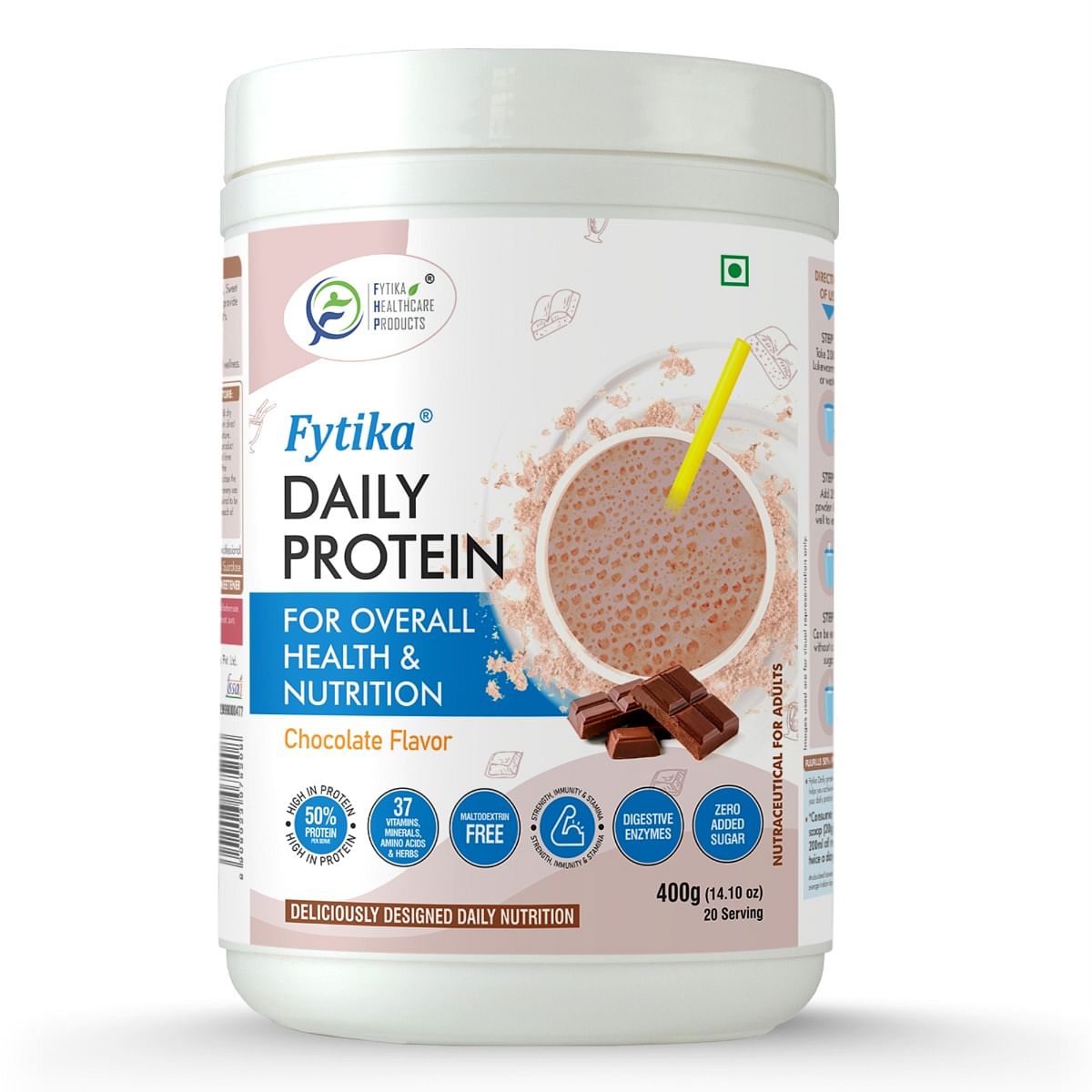 

Fytika Daily Protein | Complete Nutrition Drink for Adults with 37 Essential Vitamins & Minerals, | 50% Protein Per Serve | High Protein Drink for ...