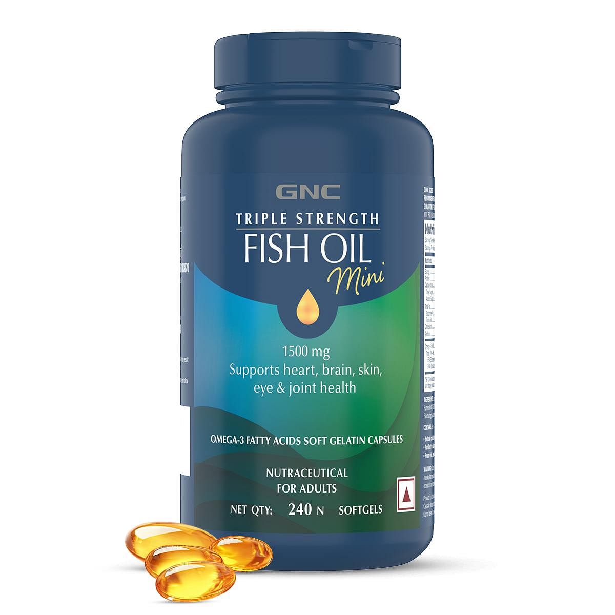 

GNC Triple Strength Fish Oil Mini Omega 3 Capsules for Men & Women | 900mg EPA & DHA | Improves Memory | Protects Vision | No Fishy Aftertaste | Su...