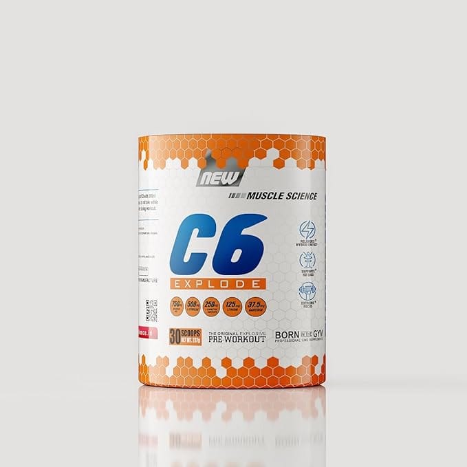 Muscle Science C6 30 Serv Pre Workout | 3200 mg Beta Alanine For Endurance | 1500 mg Arginine & 1000mg Citrulline For Pump | 190mg Caffeine And 250 mg L- Tyrosine For Energy & Focus