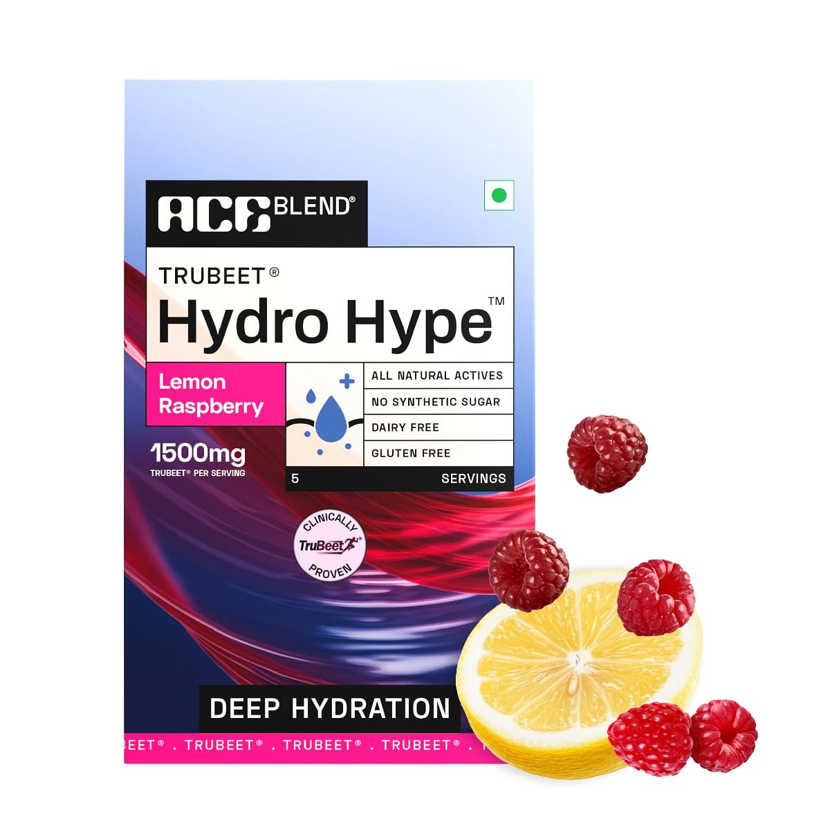 

Ace Blend Hydro Hype™ 5 sachets - Lemon Raspberry | Proven To Increase Energy & Blood Flow | Instant Hydration | Full-Spectrum Electrolytes | 100% ...