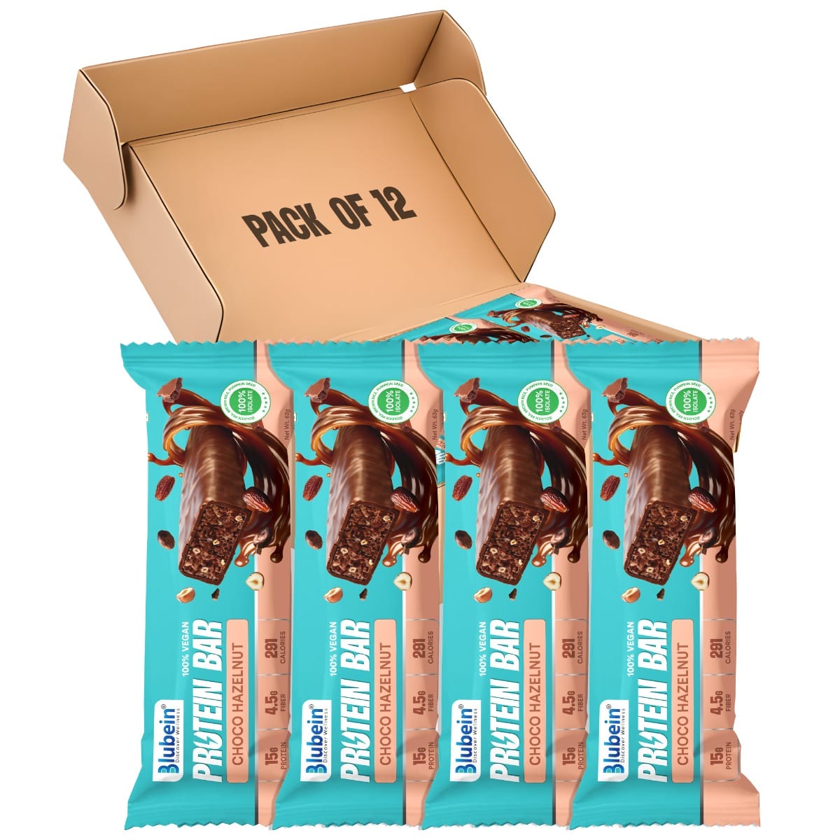 

Blubein 15g Plant Protein Bars | Choco Hazelnut | Lactose-Free | 4.5g High Fibre | No Preservatives | No Added Sugar (Pack of 12)