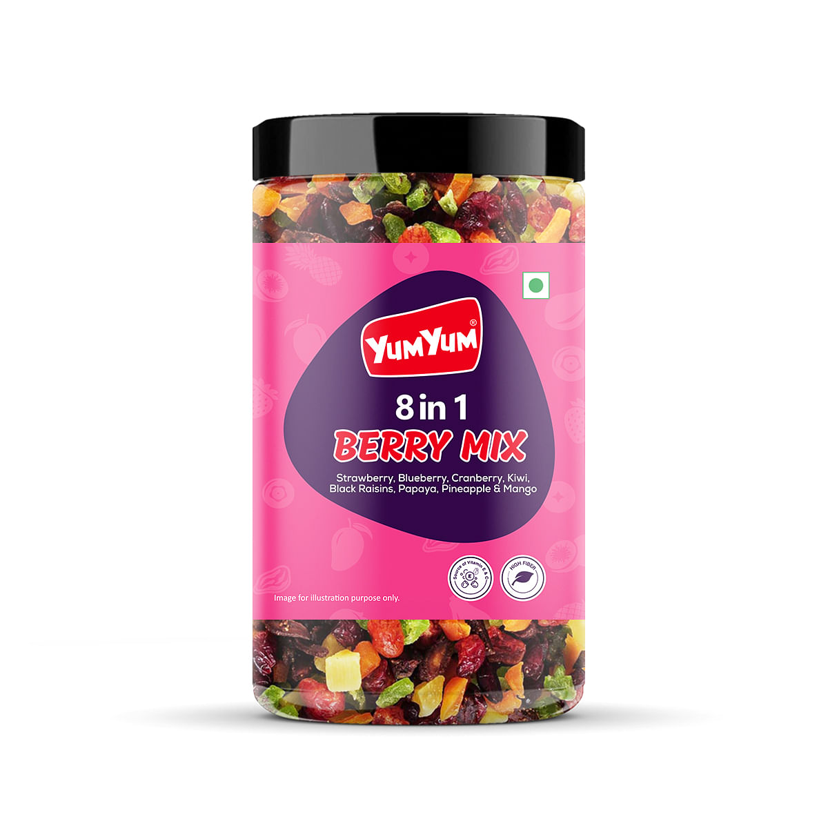 

Yum Yum 8 in 1 Berry and Fruits Mix | Dried Berries | Healthy Snacks | Cranberry | Strawberry | Blueberry | Kiwi | Papaya | Pineapple | Mango | Bla...