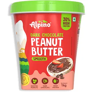 Alpino High Protein Dark Chocolate Peanut Butter Smooth | 30 G Vegan Protein | 100% Plant Based, Peanut Butter Creamy | No Added Whey | Gluten-Free | Vegan