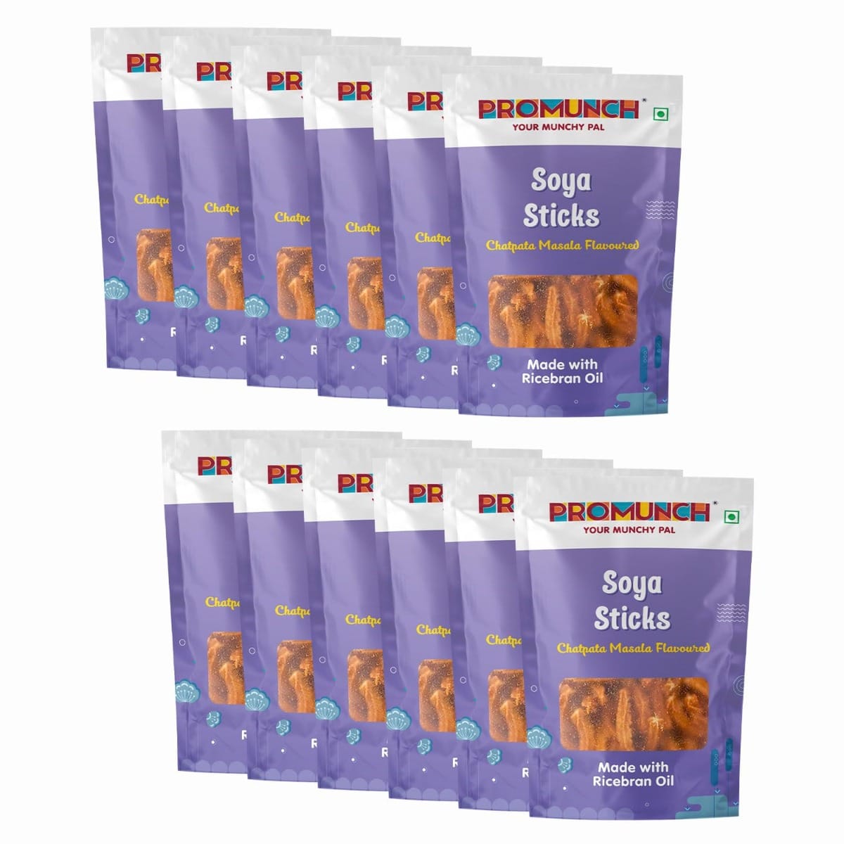 

PROMUNCH Soya Sticks | Crispy snacks | Namkeen savoury chips | No Palm Oil And Maida | Chatpata Masala - 30g Pack of 12