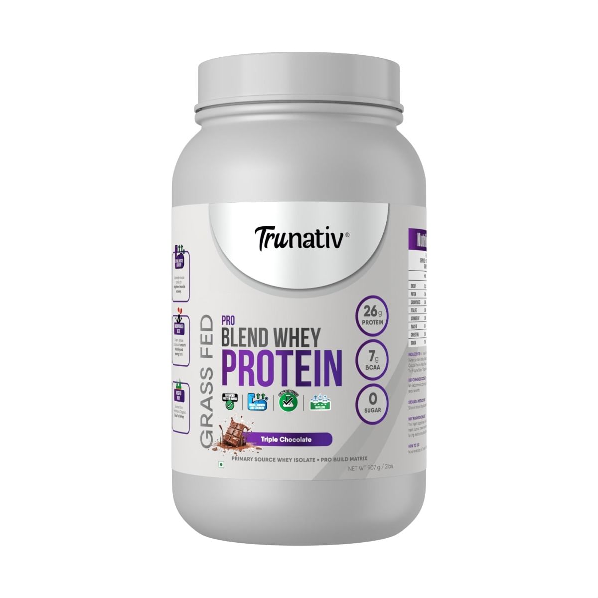 

Trunativ Pro Blend Whey Protein Isolate for Workout Vegetarian, 26g Protein, Triple Chocolate Sugar Free, Gluten free with Enzymes for Digestion, M...