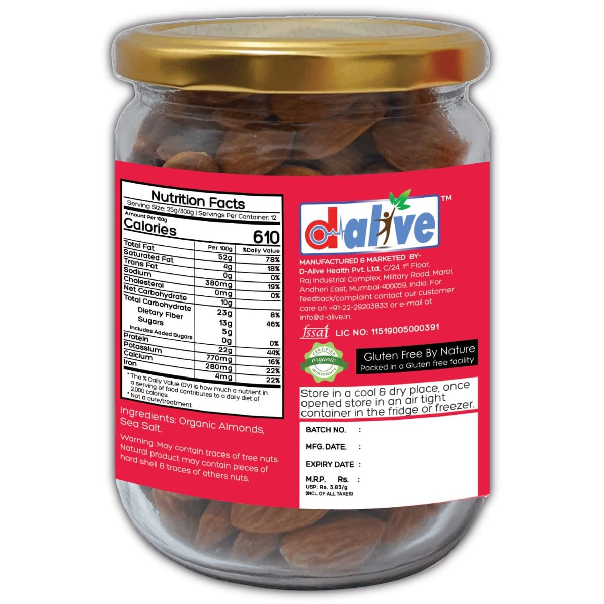 Honestly Organic Activated Almonds Mildly Salted, Long Soaked & Air Dried to Crunchy