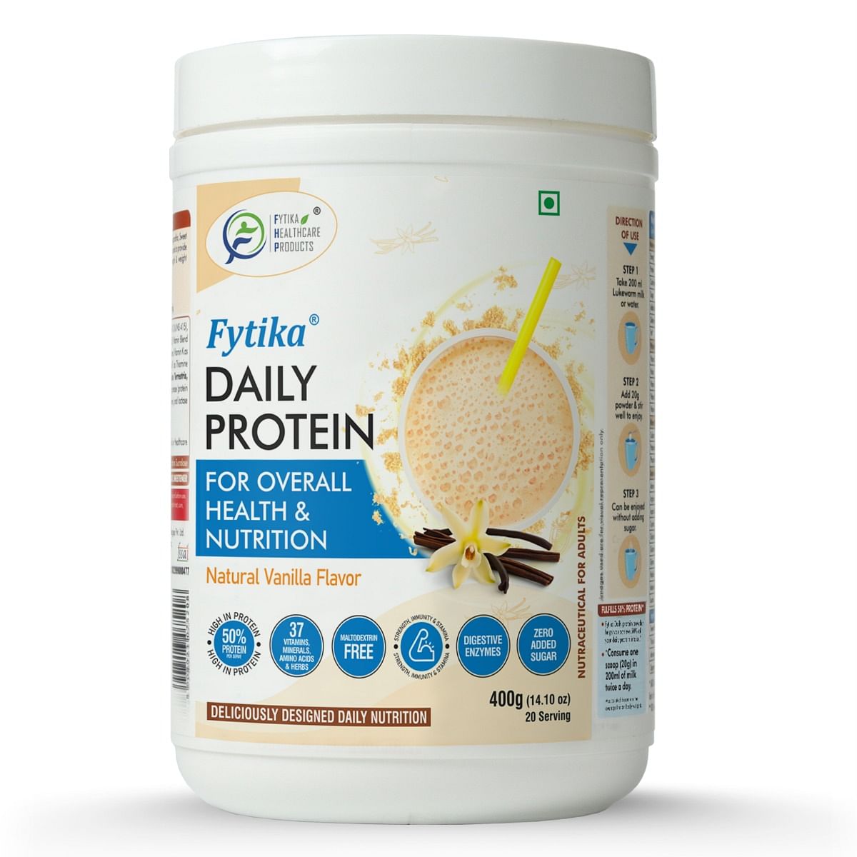 

Fytika Daily Protein | Complete Nutrition Drink for Adults with 37 Essential Vitamins & Minerals, | 50% Protein Per Serve | High Protein Drink for ...