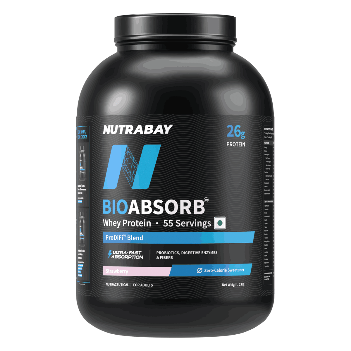 

Nutrabay BioAbsorb™ Whey Protein Powder - 2kg, Strawberry | India's First Protein with ProDiFi™ Blend for Ultra-Fast Absorption | 26g Crossflo...