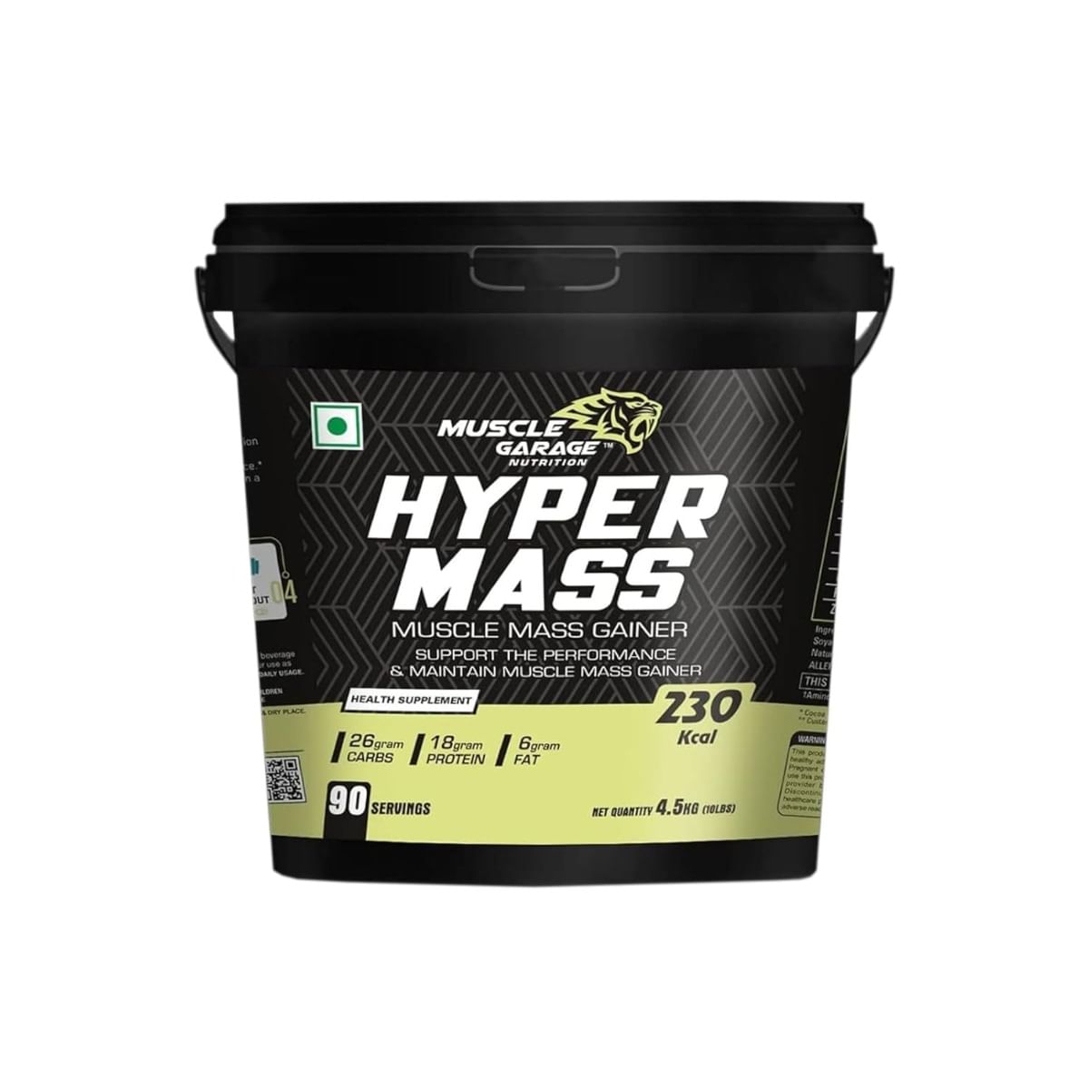 

Muscle Garage Hyper Mass Gainer for bulking & Muscle Growth | Choco Caramel| 4.5 kg |230 Calories , 26gm cabs ,18gm Protein,6gm Fat