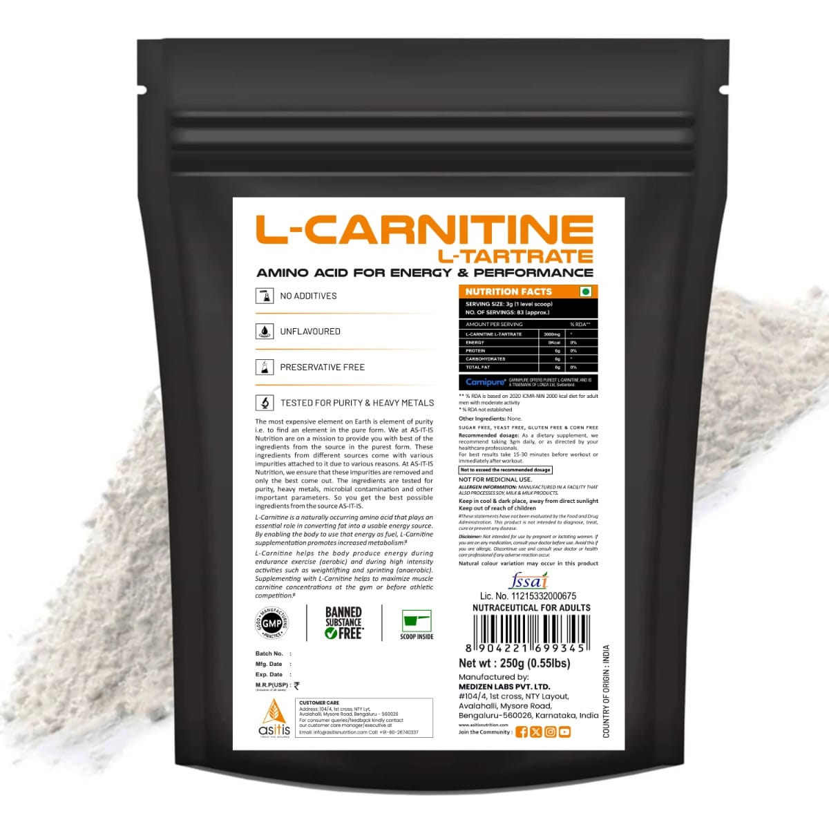 asitis l carnitine powder Role Of L-Carnitine In Enhancing Athletic Performance — AS-IT-IS Nutrition main image 1