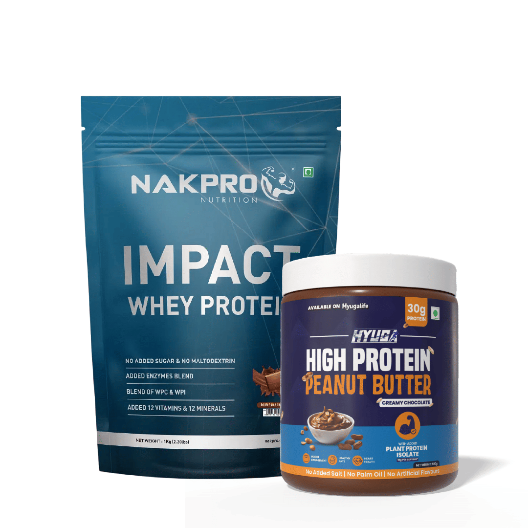 

NAKPRO Impact Whey Protein 1kg | Isolate & Concentrate | 24g Protein & 4.9g BCAA | With Digestive Enzymes for better Absorption - Double Rich Choco...