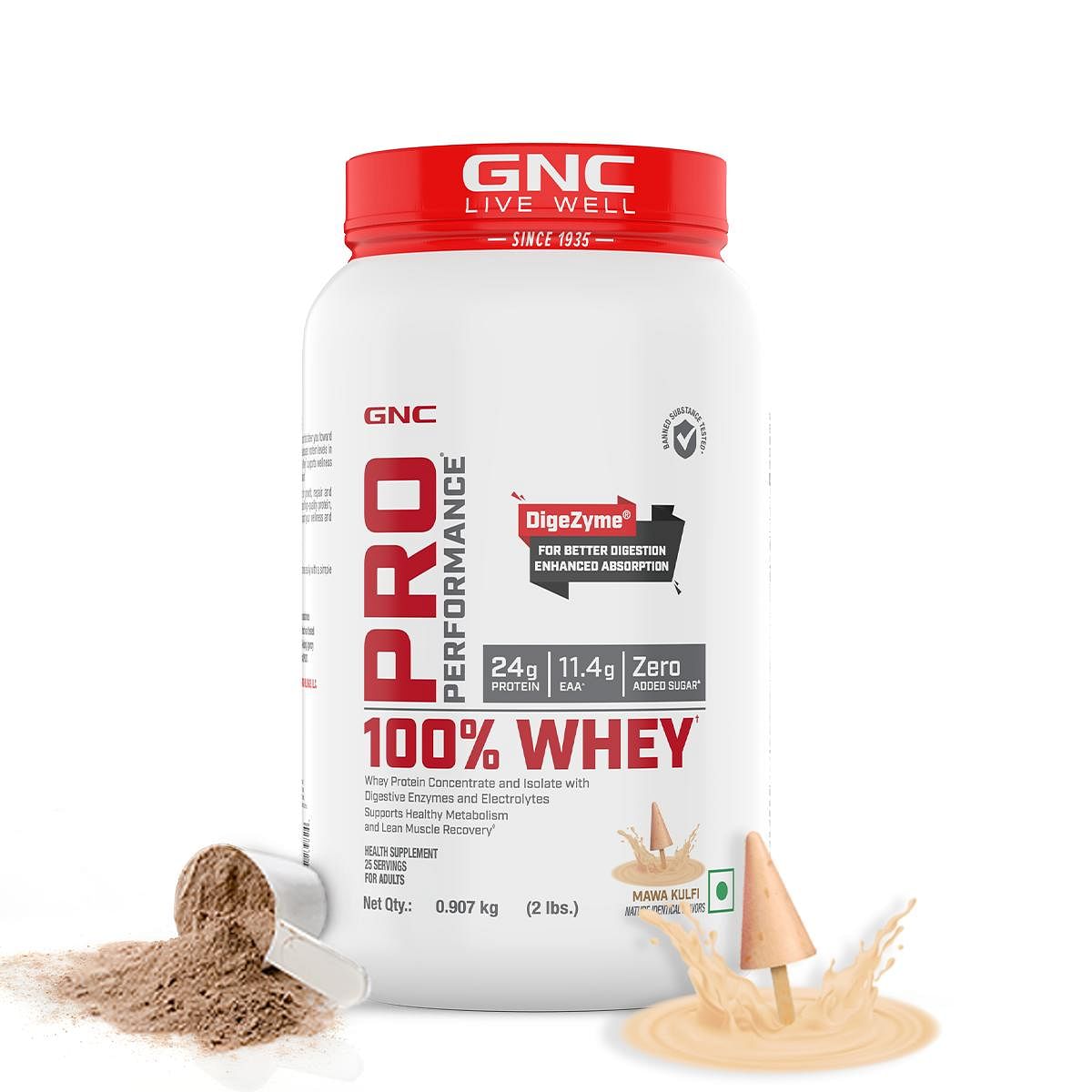 

GNC Pro Performance 100% Whey Protein Powder 2lbs | 24g Protein | Mawa Kulfi |Boosts Strength & Endurance | Builds Lean Muscles | Fastens Muscle Re...