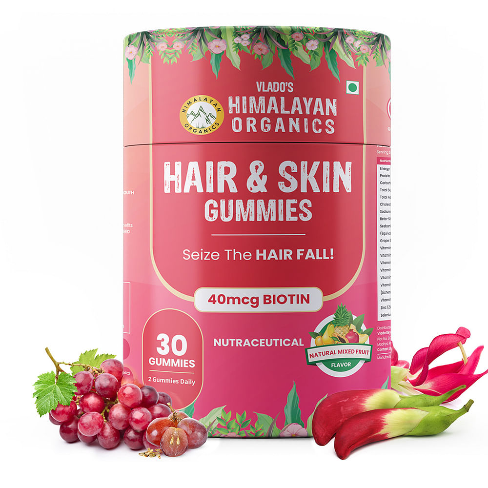 

Vlado's Himalayan Organics Hair & Skin Gummies 40 mcg Biotin For Hair Growth & Glowing Skin (30 Gummies)