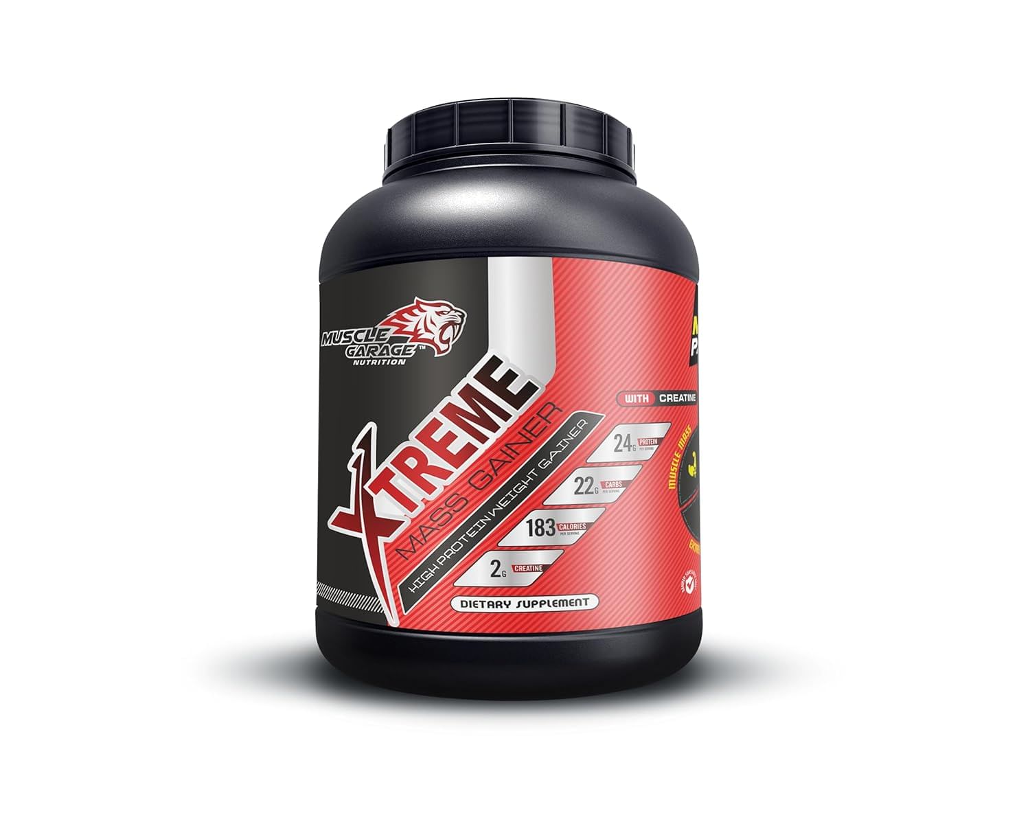

Muscle Garage Extreme Mass Gainner for Bulking and Muscle Growth |226 Kcal Energy , Fat 54 gm ,Protein 12 gm | 2.7 Kg | Choco Caramel