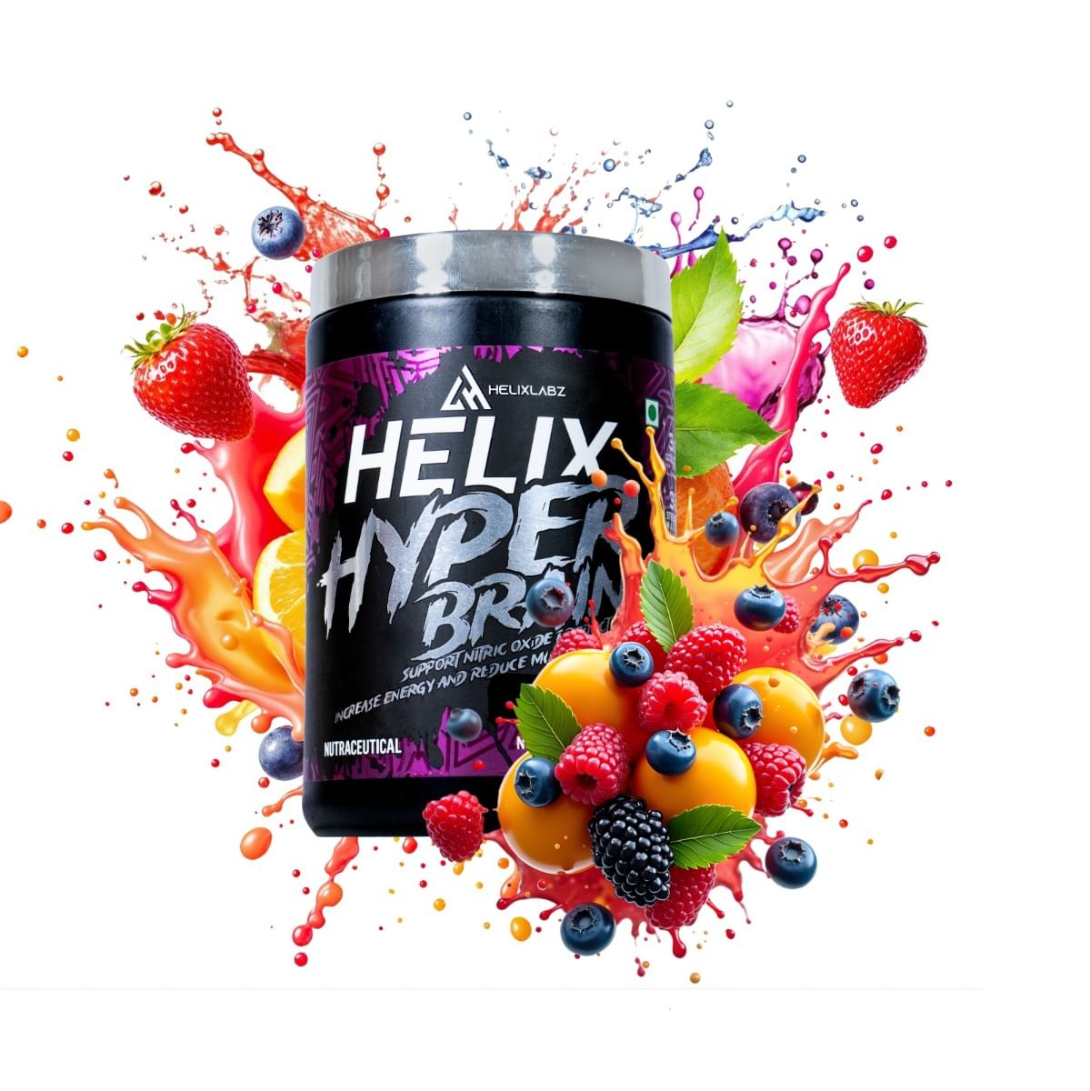 

Helixlabz Hyper Brain Preworkout Improve Muscle Growth |2000 Mg Caffein & Beta alanine 1000mg| Fruit Punch | 180 Gm