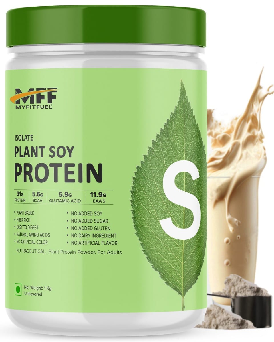 

MyFitFuel Plant Soy Protein Isolate 90 | Pure Soy | 1 Kg, 28 Servings (Unflavoured)