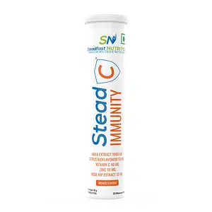 Steadfast Nutrition SteadC | Vitamin C Tablet 1000mg |Gives Glowing Skin & Enhances Immunity, Effervescent Tablets | Zinc, Orange Vitamin C & Rose Hip Extract |Orange Flavour