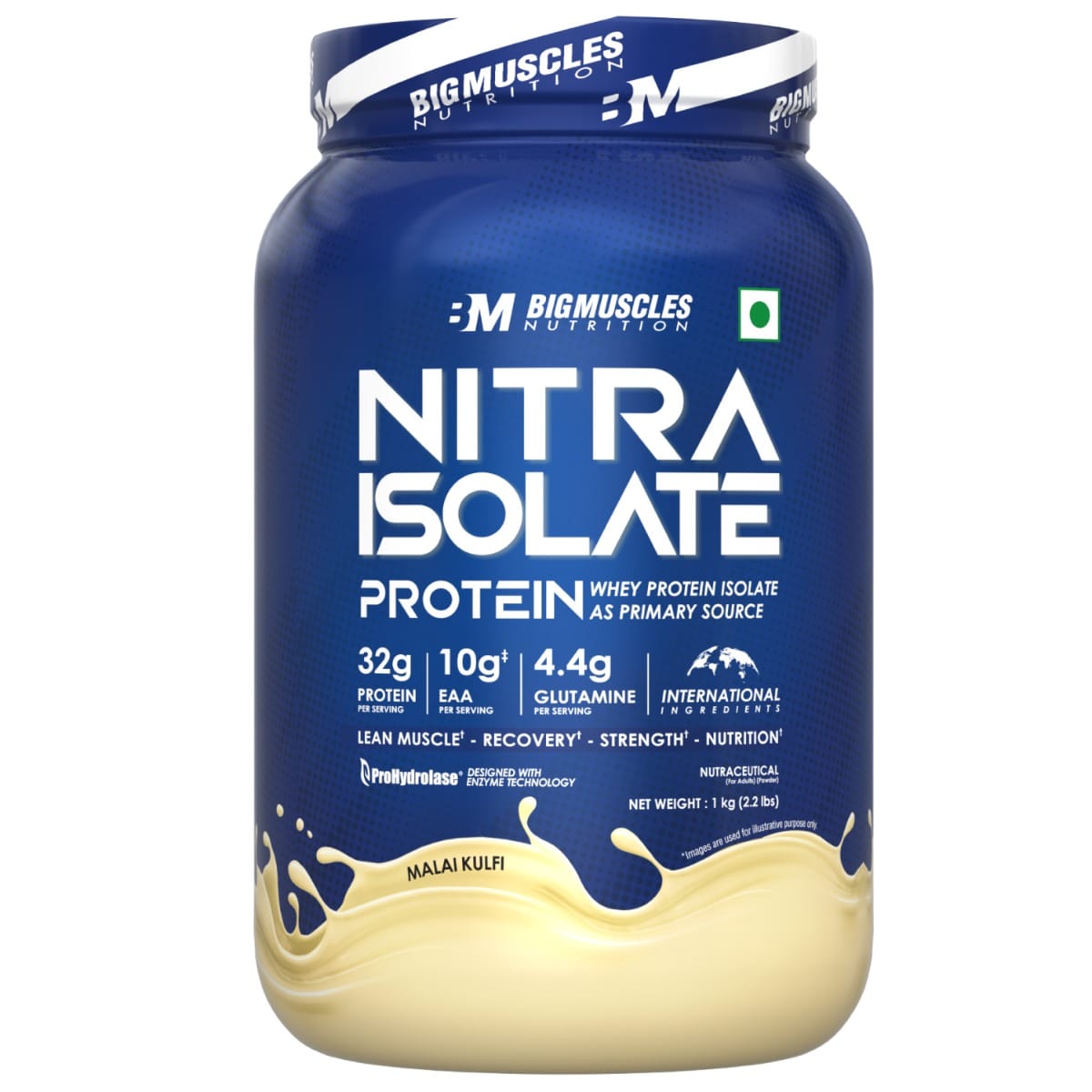 

Bigmuscles Nutrition Nitra Isolate [1kg, Malai Kulfi] | 32g Protein | 10g EAA | Whey Protein with ProHydrolase Enzyme Tech. For Faster Absorption |...