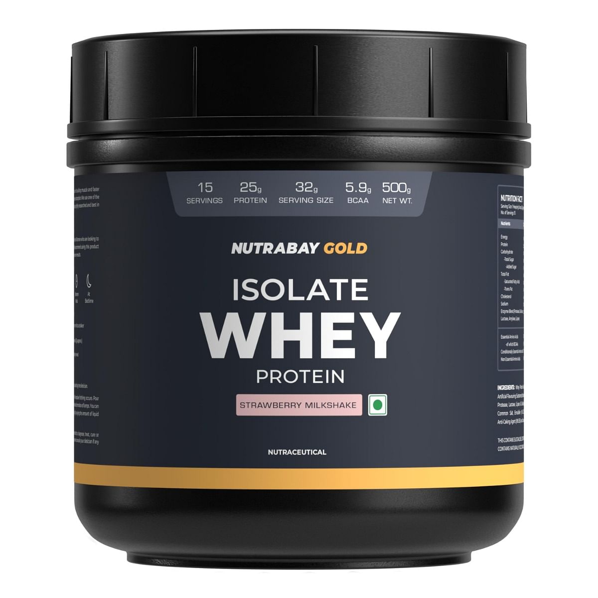 

Nutrabay Gold 100% Whey Protein Isolate with Digestive Enzymes - 25g Protein | Protein Powder for Muscle Support & Recovery - Strawberry Milkshake,...