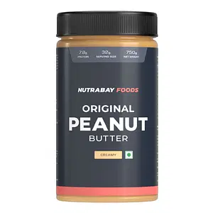Nutrabay Foods Original Peanut Butter (Creamy) | 100% Roasted Peanuts, 28g Protein, Zero Cholesterol, Vegan, Gluten Free, Non GMO 