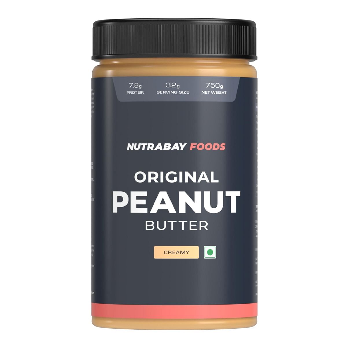 

Nutrabay Foods Original Peanut Butter (Creamy) - 750G | 100% Roasted Peanuts, 28G Protein | Zero Cholesterol, Vegan Friendly, No Added Preservativ...