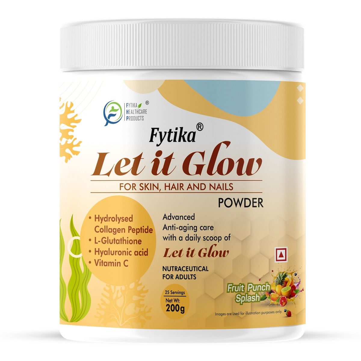 

Fytika Let It Glow Collagen for skin, hair and nails For men & women (Fruit Punch Splash) - 200g