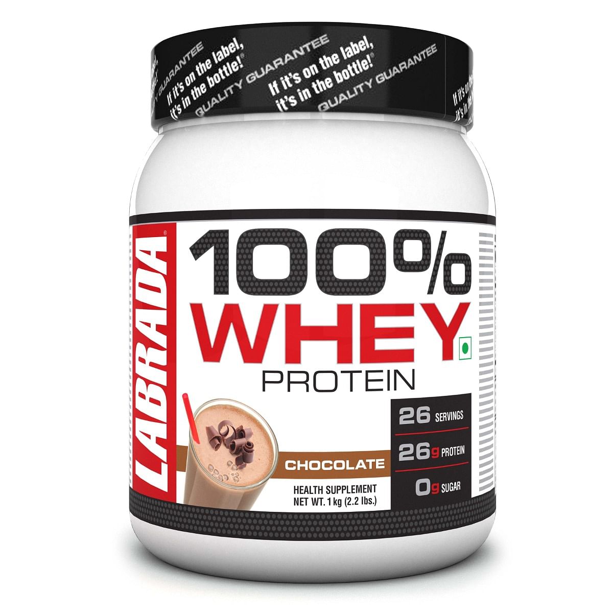 

Labrada 100% Whey Protein Concentrate, Post Workout, 26g Protein, 0g Sugar, Chocolate, 2.2 lbs (1kg)