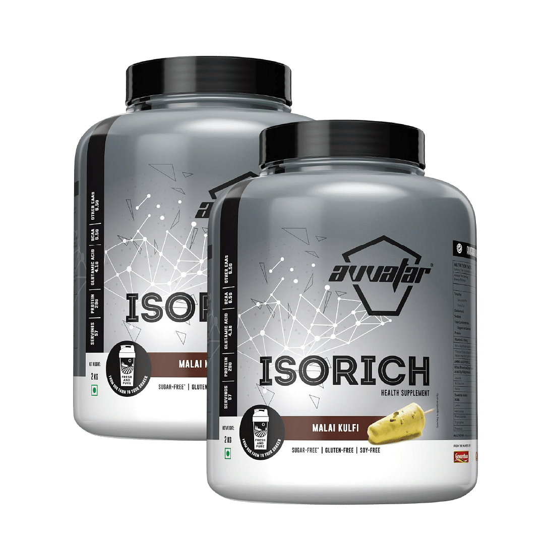 

Avvatar Isorich Protein 2Kg | Malai Kulfi | 57 Servings | 29G Protein Pack Of 2
