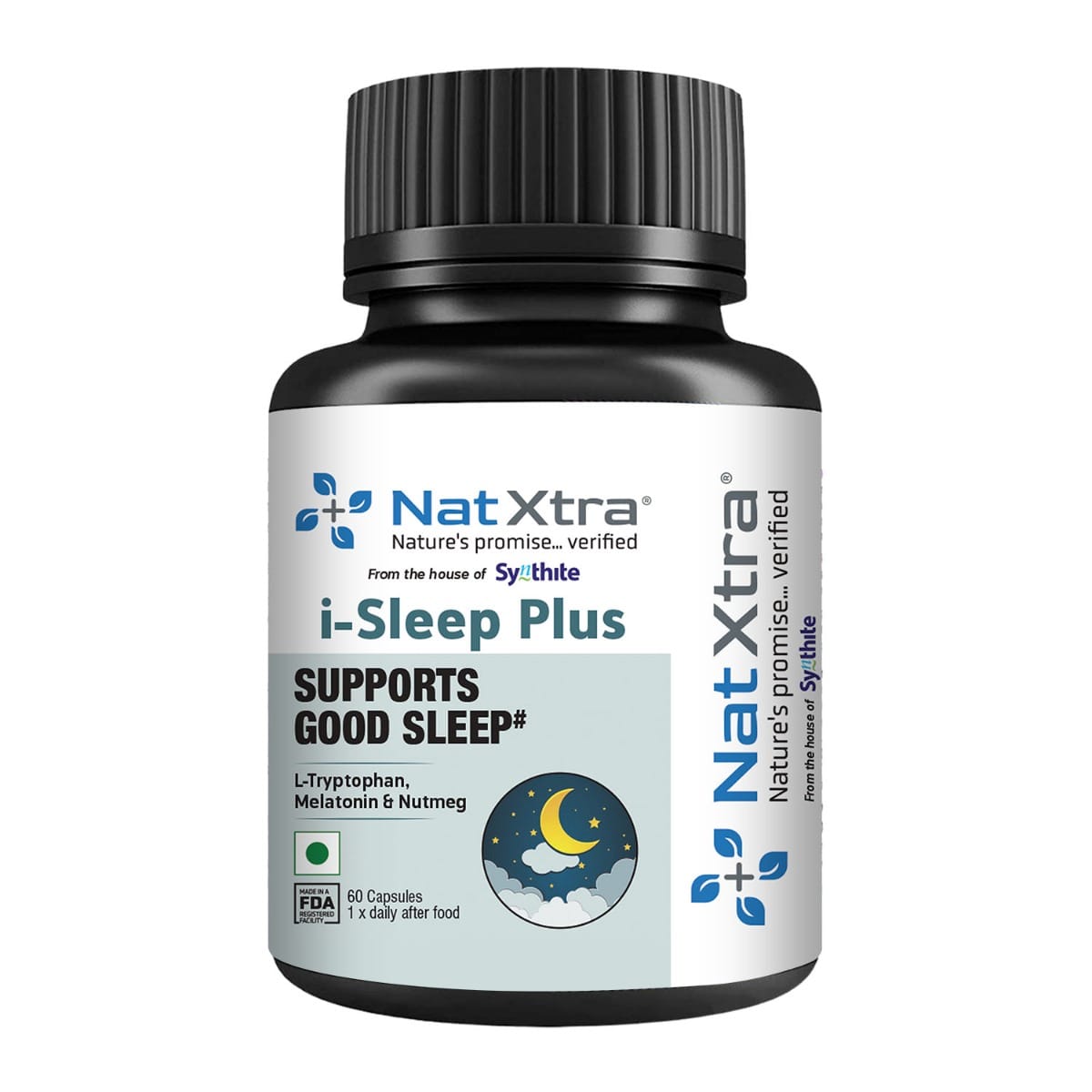 

Natxtra i-Sleep Plus | Sleep Quality & Relaxation Support | Promotes Deep, Restful Sleep Naturally | 60 Veg Capsules