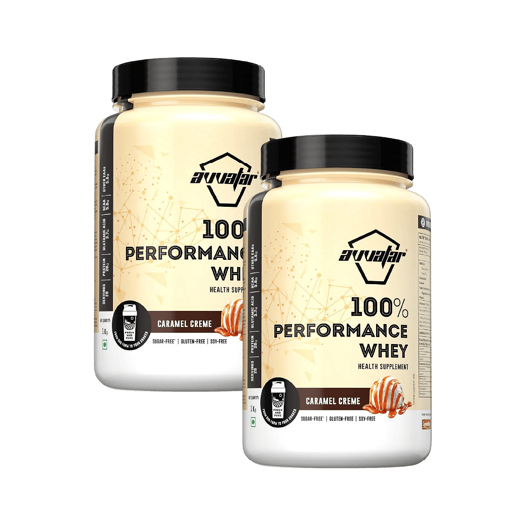 

Avvatar Performance Whey Protein | 1Kg | Caramel Creme Flavour | 26G Protein | 29 Servings Pack Of 2