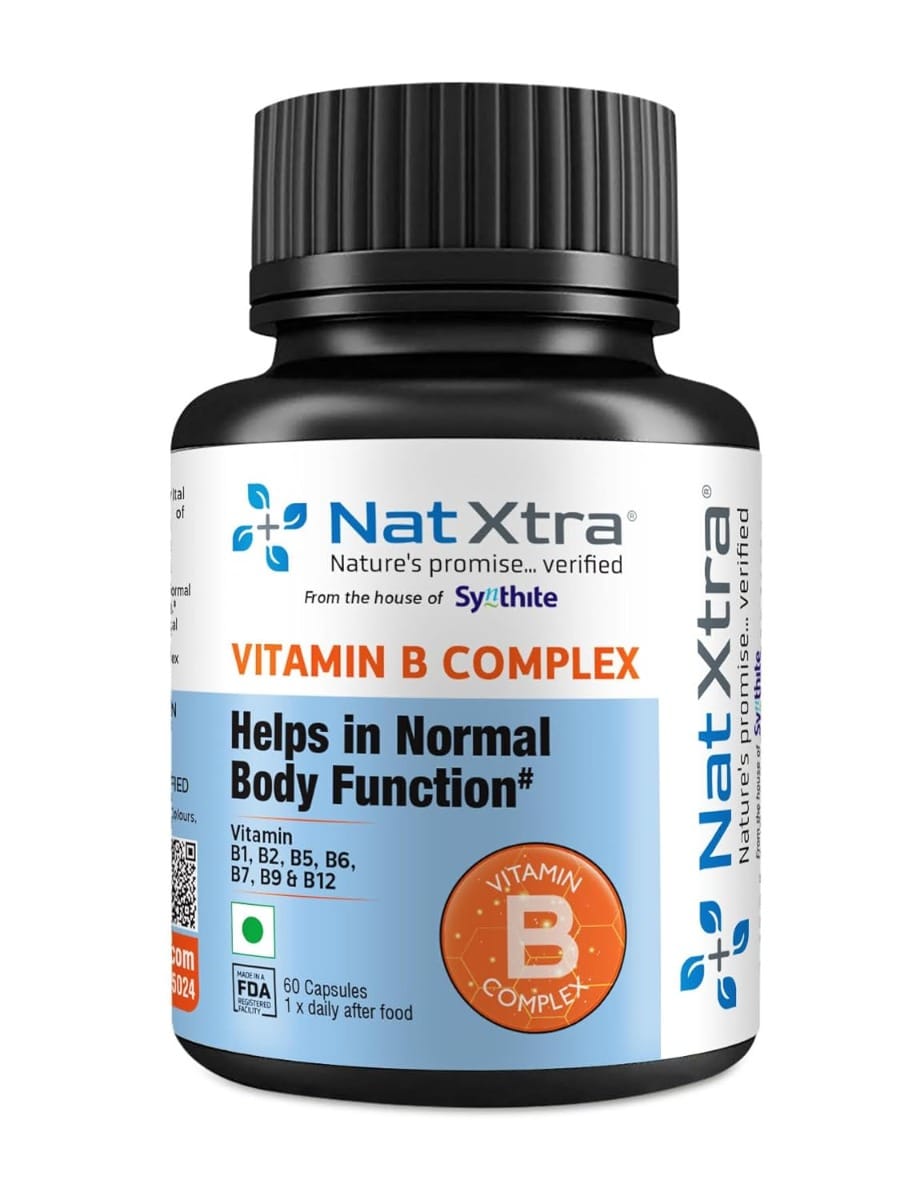 

Natxtra Vitamin B Complex | Energy & Body Function Support | Essential B-Vitamins for Metabolism & Nervous System Health | 60 Veg Capsules