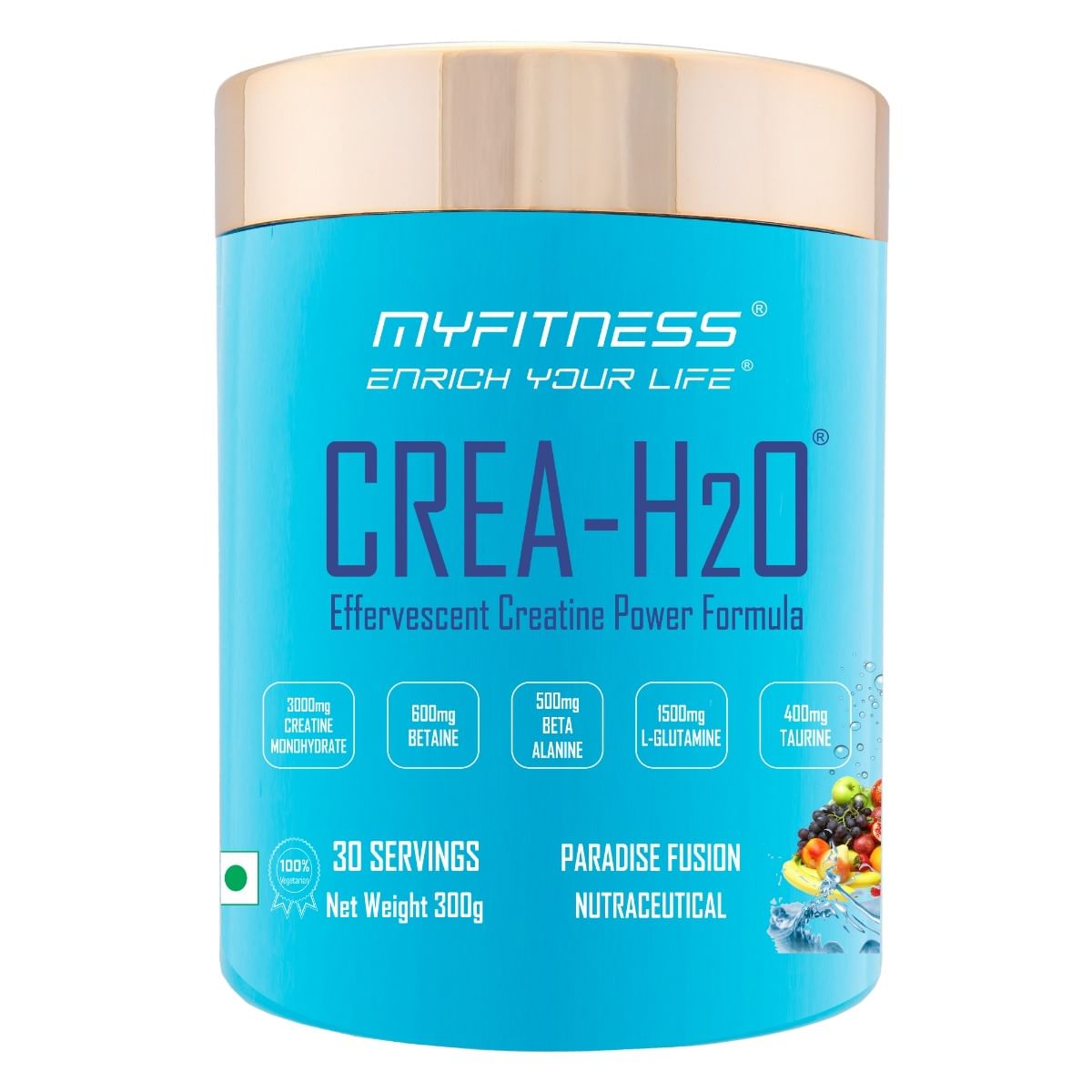 

MYFITNESS ® CREA-H2O Creatine Monohydrate 30 Servings| 3000mg Creatine Monohydrate|600mg Betaine|500mg Beta Alanine|500mg L-Glutamine|600mg Electr...